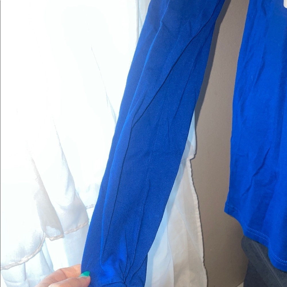 Adidas Kids Long Sleeve Tee in Blue and White - Picture 3 of 4